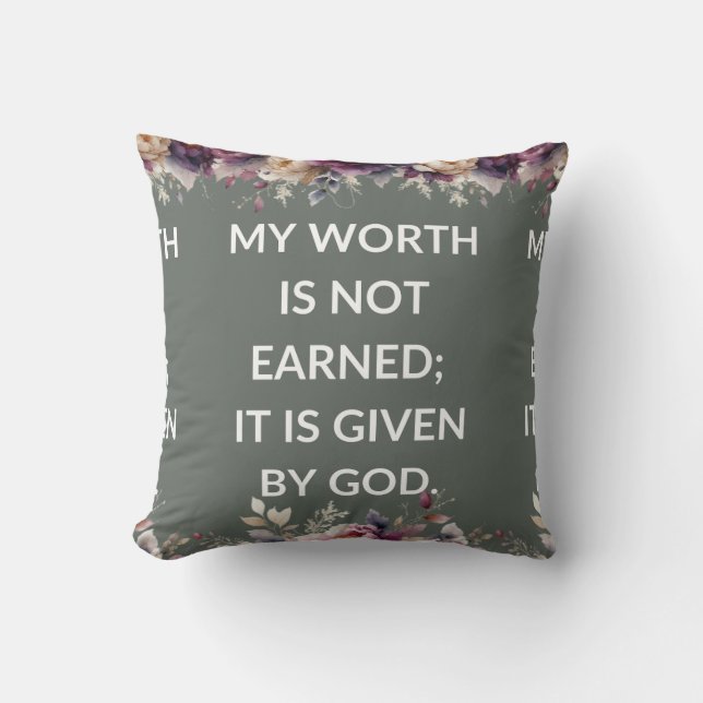 Leafy pillow with a simple religious quote kudde (Framsida)