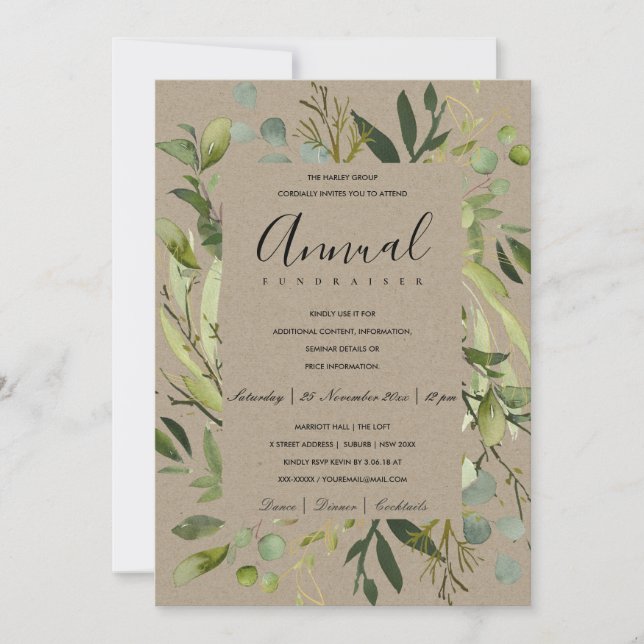 LEAFY RAM GRÖNT KRAFT CORPORATE PARTY HÄNDELSE INBJUDNINGAR (Framsida)