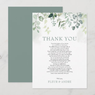 Leafy Sage Grönt Eucalyptus Garden Wedding Tack Kort