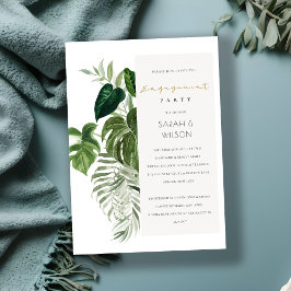 Leafy Tropical Handflatan Foliage Förlovning Inbju Tack Kort
