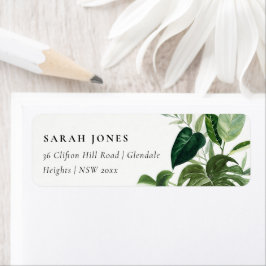 Leafy Tropical Handflatan Foliage Leafy Adress Returadress Etikett