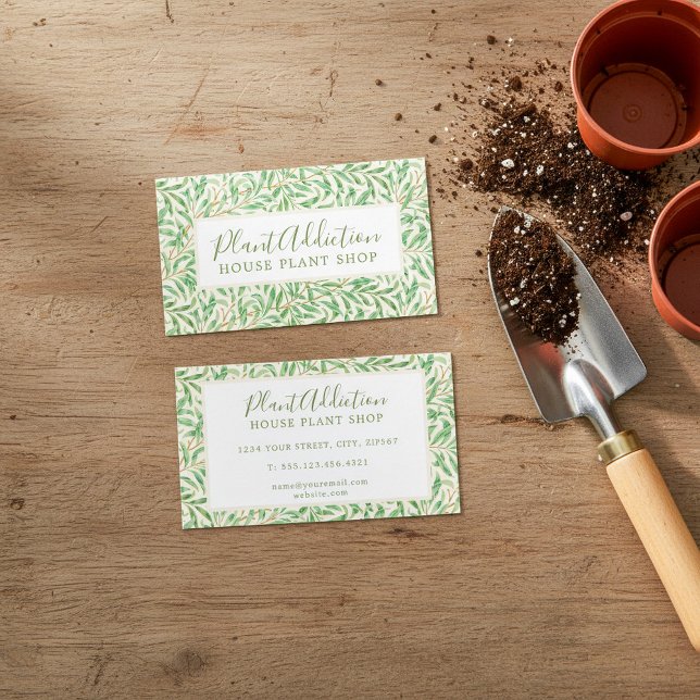 Leafy William Morris House Plant Shop Visitkort (Leafy William Morris House Plant Shop Business Card)