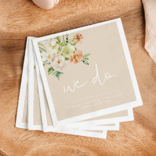 LEAH Creamy Beige Blommigt Bröllop We Do Napkins Pappersservett