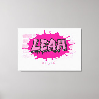 Leah din Graffiti Namn Brick Wall in Board Canvastryck