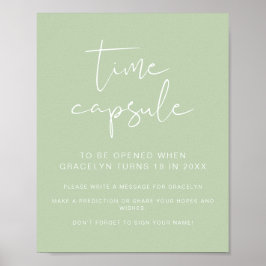 LEAH Färgstark grön baby shower tidskapsel Poster