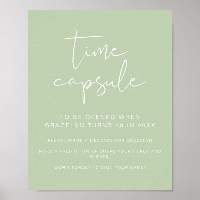 LEAH Färgstark grön baby shower tidskapsel  Poster (Framsidan)