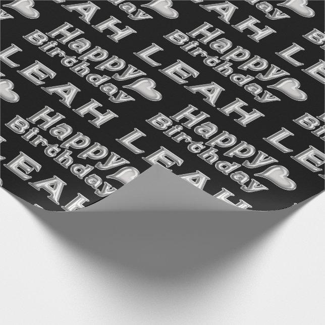 Leah Happy Birthday silver black Geschenk papier Presentpapper (Hörn)