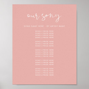 LEAH Levande Pastell Rosa Bröllops Sångtexter Poster