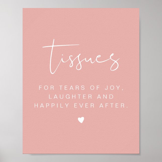 LEAH Livliga Pastell Rosa Tissues Bröllopsskylt Poster (Framsidan)