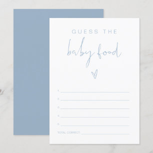 LEAH Pastel Blue Gissa Baby Food Baby Shower Game Inbjudningar