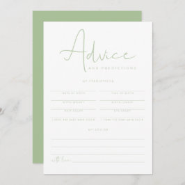 LEAH Pastel Grönt Baby Advice and Predictions Card Inbjudningar