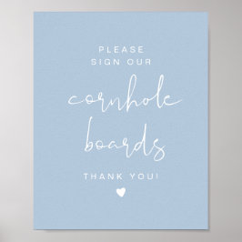 LEAH Pastellblå Cornhole-gästbok Bröllopsskylt Poster