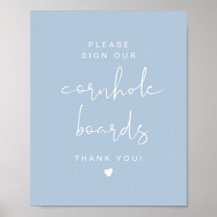 LEAH Pastellblå Cornhole-gästbok Bröllopsskylt Poster
