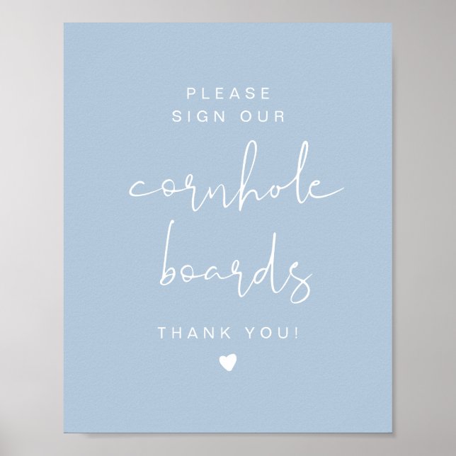 LEAH Pastellblå Cornhole-gästbok Bröllopsskylt Poster (Framsidan)
