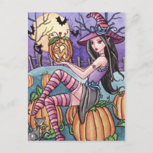 Leah - Pumpkin Witch Postcard Vykort