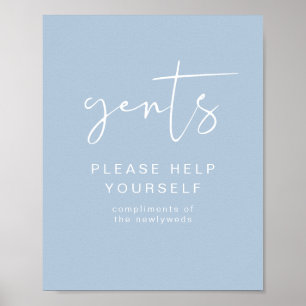 LEAH Vibrant Pastel Blue Gents Bathroom Toiletry Poster