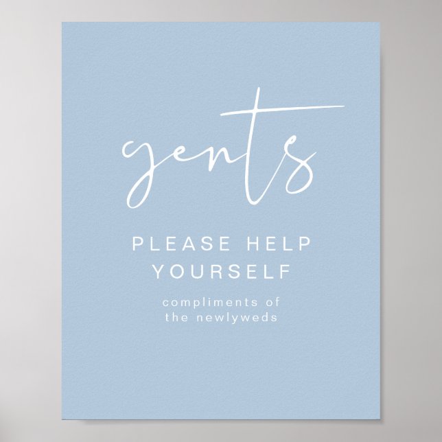 LEAH Vibrant Pastel Blue Gents Bathroom Toiletry Poster (Framsidan)