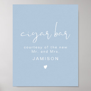 LEAH Vibrant Pastel Dusty Blue Bröllop Cigar Pub Poster