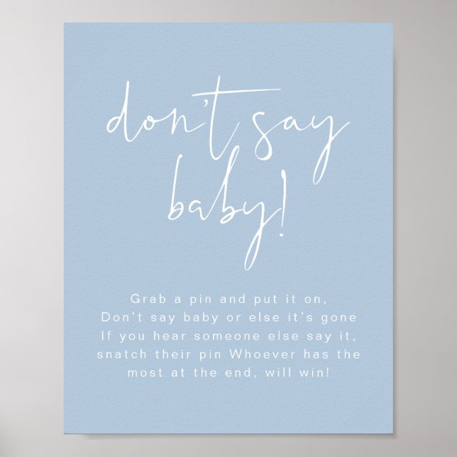 LEAH Vibrant Pastel Dusty Blue Säg inte Baby-tecke Poster (Framsidan)