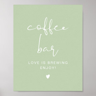 LEAH Vibrant Pastel Grönt Coffee Pub Bord-tecken Poster
