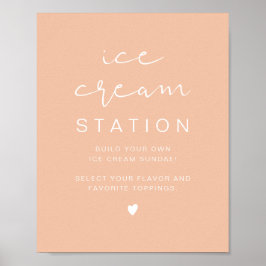 LEAH Vibrant Pastel Orange Cute Ice Cream Station Poster