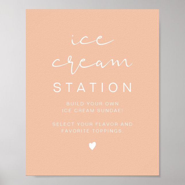 LEAH Vibrant Pastel Orange Cute Ice Cream Station Poster (Framsidan)