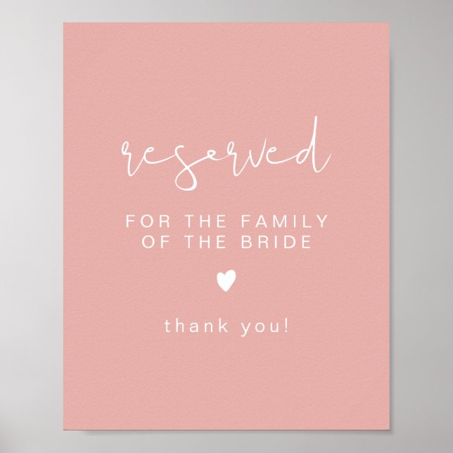 LEAH Vibrant Pastel Reserved for Family of Bride Poster (Framsidan)