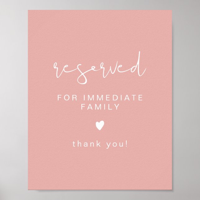 LEAH Vibrant Pastel Rosa Bröllop Reserved Seved Poster (Framsidan)