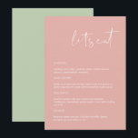 LEAH Vibrant Pastel Rosa Låt oss Eat Menu Meny<br><div class="desc">Den här menyn har ett edgy handskrivet teckensnitt och modern minimalistisk design med en levande pastellkombination och rosa i vitt färg. Redigera enkelt *de flesta formuleringar som passar dina behov. Den här menyn gör att perfekten läggs till i din enkla, contemporary eller bohemiska babydusch, möhippa eller någon annan händelse! Alla...</div>
