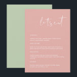 LEAH Vibrant Pastel Rosa Låt oss Eat Menu Meny<br><div class="desc">Den här menyn har ett edgy handskrivet teckensnitt och modern minimalistisk design med en levande pastellkombination och rosa i vitt färg. Redigera enkelt *de flesta formuleringar som passar dina behov. Den här menyn gör att perfekten läggs till i din enkla, contemporary eller bohemiska babydusch, möhippa eller någon annan händelse! Alla...</div>