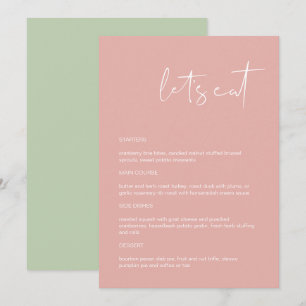 LEAH Vibrant Pastel Rosa Låt oss Eat Menu Meny