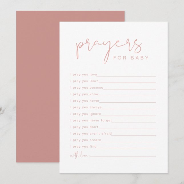 LEAH Vibrant Pastel Rosa Prayers for Baby Card Inbjudningar (Fram/baksida)