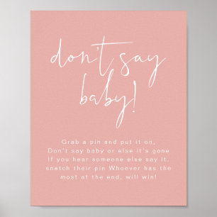LEAH Vibrant Pastel Rosa Sweet Säg inte Baby-tecke Poster