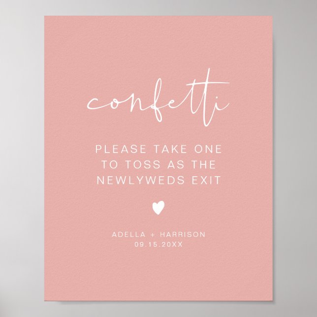LEAH Vibrant Pastel Rosa Vår Confetti Toss-tecken Poster (Framsidan)
