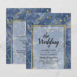 LeahG Abstrakt Bröllop för  Blue Guld BLÄCK