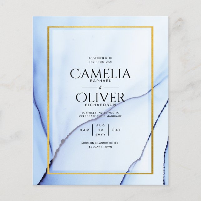 LeahG Abstrakt Bröllop för  Blue Guld BLÄCK Flygblad (Framsidan)