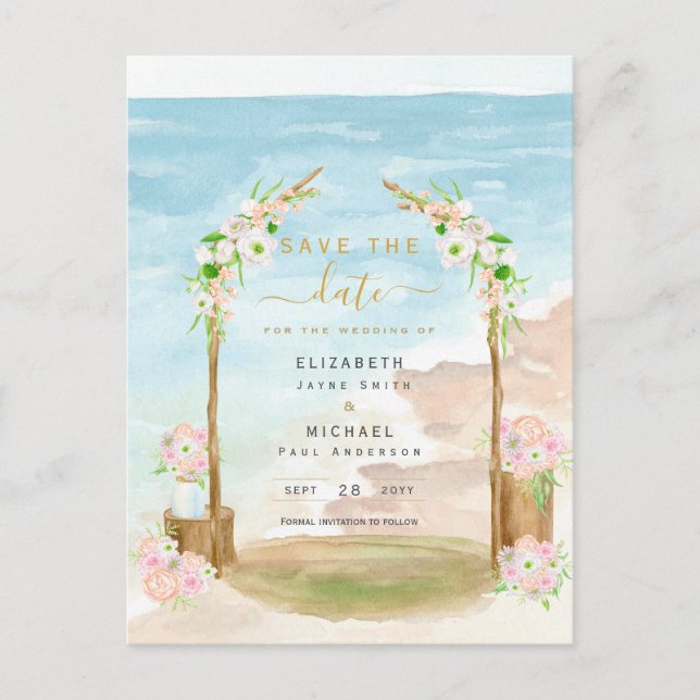 LeahG Beach-Sparan Kustdestination Inbjudan (Framsida)