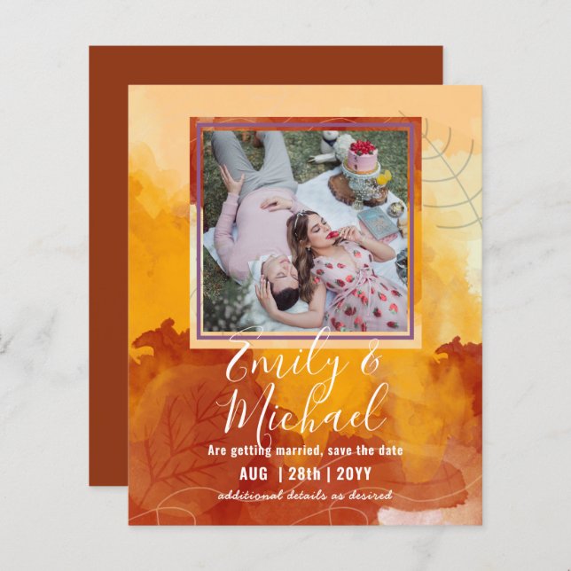 LeahG BILD PÅ BUDGET Spara datum Vattenfärgiga bla (Fram/baksida)