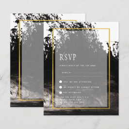 LeahG BLÄCK BLACK White Guld bröllopsinbjudning