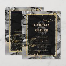 LeahG® Black Guld Alcohol Bläck Wedding INVITE