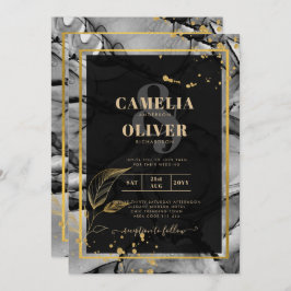 LeahG® Black Guld Alcohol Bläck Wedding INVITE Inbjudningar