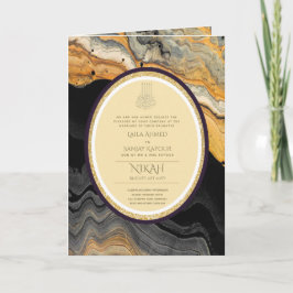 LeahG Black Guld islamiska muslimska Bröllopsinbju Kort