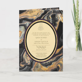 LeahG Black Guld islamiska muslimska Bröllopsinbju Kort