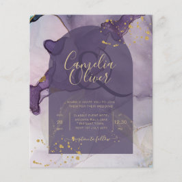 LeahG Bläck Ombre Lila Lavender Guld Bröllop Flygblad