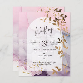 LeahG Bläck Ombre Lila Rosa Rosa Guld Bröllop