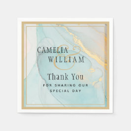 LeahG BLÄCK Sea Glass Teal Guld Bröllop Pappersservett