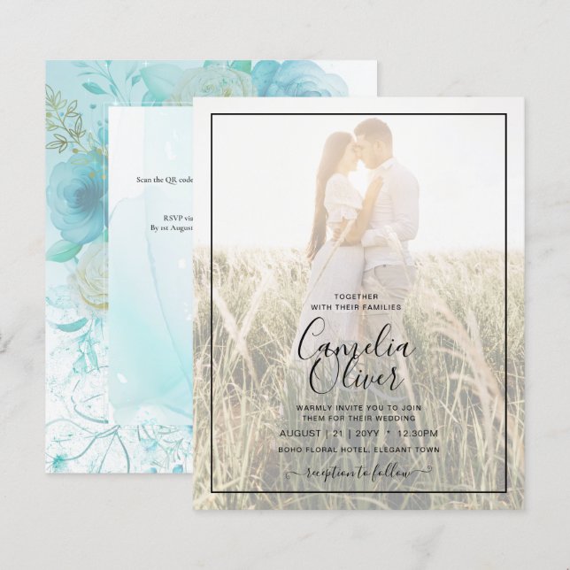 LeahG BLÄCK Sea Glass Turquise Aqua Abstrakt INBJU (Fram/baksida)