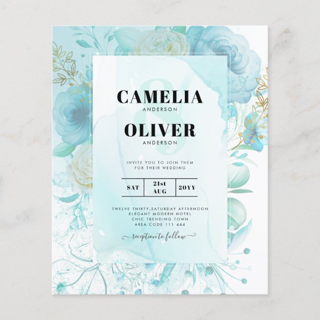 LeahG BLÄCK Sea Glass Turquise Aqua Abstrakt INBJU Flygblad (Framsidan)