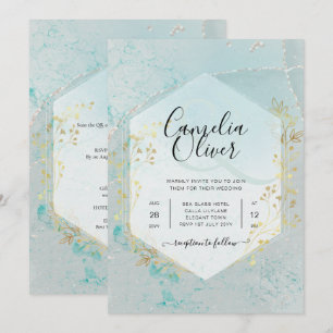 LeahG BLÄCK Sea Glass Turquise Guld Aqua INBJUDAN