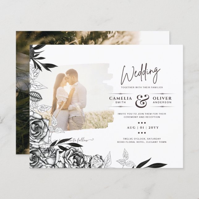 LeahG Black White Ro Photo Overlay Bröllop (Fram/baksida)